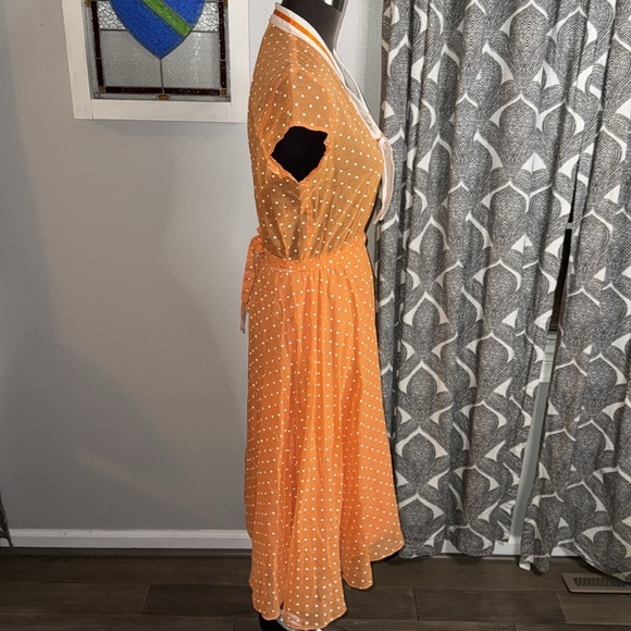 Vintage 1960”s Coco California Sheer Orange Polka Dot Dress - Picture 6 of 7
